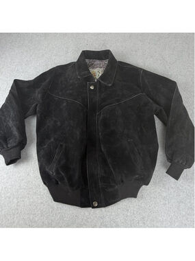 Vintage Men’s V MADE IN ITALY SUEDE FLIGHT BOMBER JACKET Old Money L Black